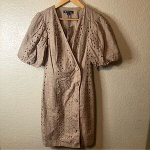 INC International Concepts Boho Dress Coastal Cowgirl Puff Sleeves Eyelet Wrap